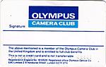 Olympus Camera Club Membership Card